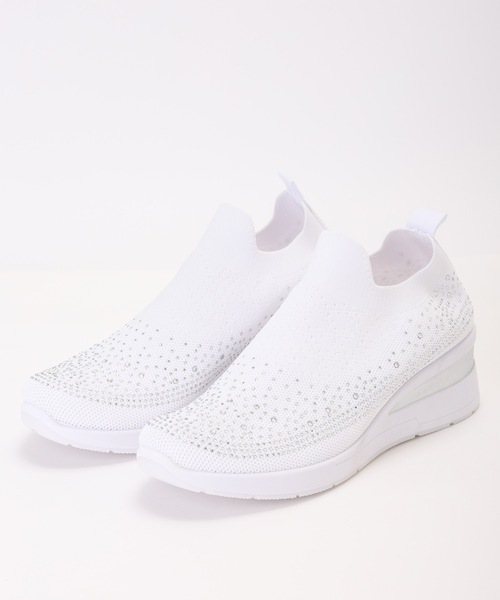 Lace Ladies(レースレディース)の「スパンコール付き 厚底 メッシュ スリッポン スニーカー(スニーカー・レディース・ホワイト/ブラック/グレー・23.5cm/24cm/24.5cm/25cm/23cm)」の4枚目の写真