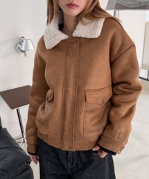 4INT.（フォイント）の「【ボア裏地】スウェード バックル クロップド ムスタン ジャケット（ブルゾン）」