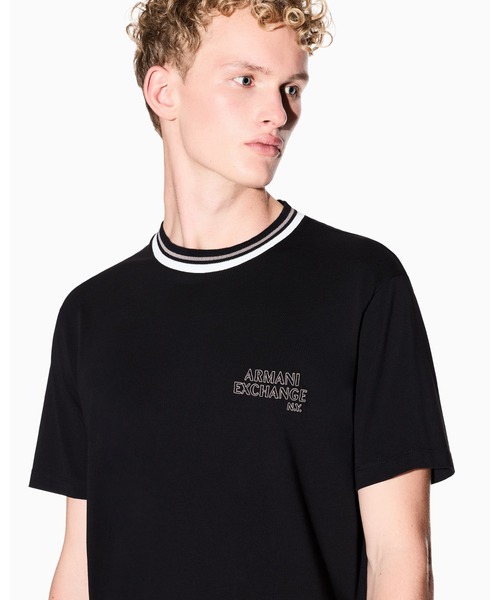 ARMANI EXCHANGE(アルマーニエクスチェンジ)の「【A|X アルマーニ エクスチェンジ】AXロゴ リブドネック 半袖Tシャツ/REGULAR(Tシャツ/カットソー・メンズ・グレイッシュベージュ/ブラック・LARGE/MEDIUM/SMALL/X-LARGE/XX-LARGE/X-SMALL)」の2枚目の写真