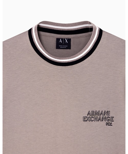 ARMANI EXCHANGE(アルマーニエクスチェンジ)の「【A|X アルマーニ エクスチェンジ】AXロゴ リブドネック 半袖Tシャツ/REGULAR(Tシャツ/カットソー・メンズ・グレイッシュベージュ/ブラック・LARGE/MEDIUM/SMALL/X-LARGE/XX-LARGE/X-SMALL)」の5枚目の写真