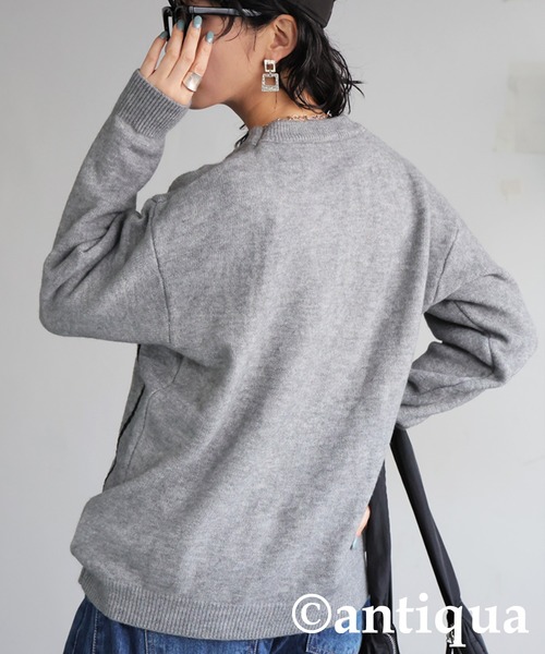 antiqua(アンティカ)の「花柄 刺繍ニット(ニット/セーター・レディース・グレー/ブラック・ONESIZE)」の13枚目の写真