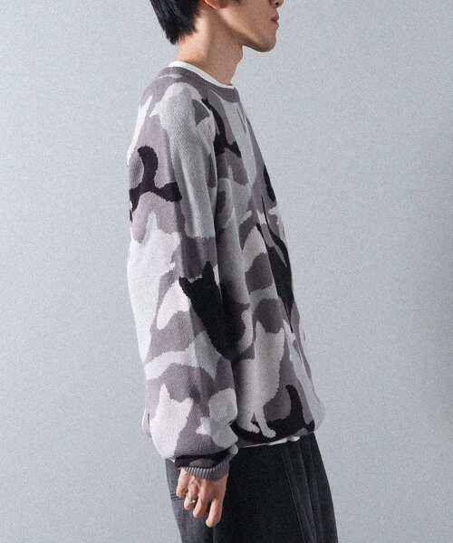 CRAFT STANDARD BOUTIQUE（クラフトスタンダードブティック）の「ダブルジャカードアニマル柄ニットB（ニット/セーター・メンズ・グレー/ベージュ・L/LL）」の22枚目の写真