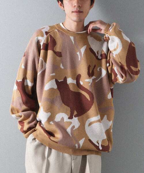 CRAFT STANDARD BOUTIQUE（クラフトスタンダードブティック）の「ダブルジャカードアニマル柄ニットB（ニット/セーター・メンズ・グレー/ベージュ・L/LL）」の17枚目の写真