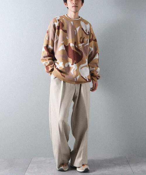 CRAFT STANDARD BOUTIQUE（クラフトスタンダードブティック）の「ダブルジャカードアニマル柄ニットB（ニット/セーター・メンズ・グレー/ベージュ・L/LL）」の14枚目の写真