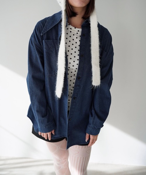 SANSeLF(サンセルフ)の「【SANSeLF】 オーバーデニムシャツ saw25a064(シャツ/ブラウス・レディース・ブルー・FREE)」の1枚目の写真