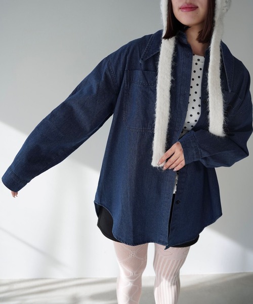 SANSeLF(サンセルフ)の「【SANSeLF】 オーバーデニムシャツ saw25a064(シャツ/ブラウス・レディース・ブルー・FREE)」の9枚目の写真