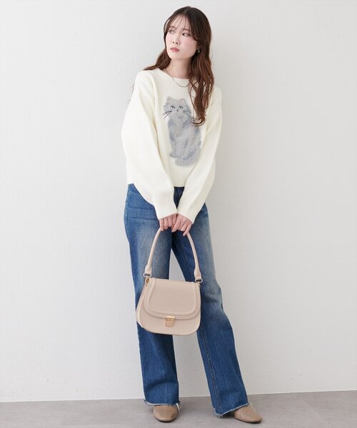 natural couture（ナチュラルクチュール）の「もしゃねこニットプルオーバー（ニット/セーター・レディース・サックスブルー/チャコールグレー/オフホワイト・FREE）」の7枚目の写真