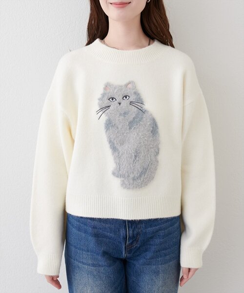 セール】もしゃねこニットプルオーバー（ニット/セーター）｜natural