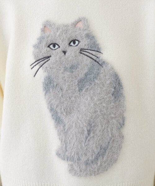 natural couture（ナチュラルクチュール）の「もしゃねこニットプルオーバー（ニット/セーター・レディース・サックスブルー/チャコールグレー/オフホワイト・FREE）」の14枚目の写真