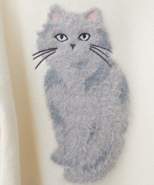 natural couture（ナチュラルクチュール）の「もしゃねこニットプルオーバー（ニット/セーター・レディース・サックスブルー/チャコールグレー/オフホワイト・FREE）」の15枚目の写真