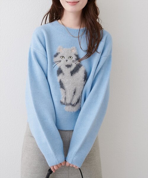 natural couture（ナチュラルクチュール）の「もしゃねこニットプルオーバー（ニット/セーター・レディース・サックスブルー/チャコールグレー/オフホワイト・FREE）」の21枚目の写真