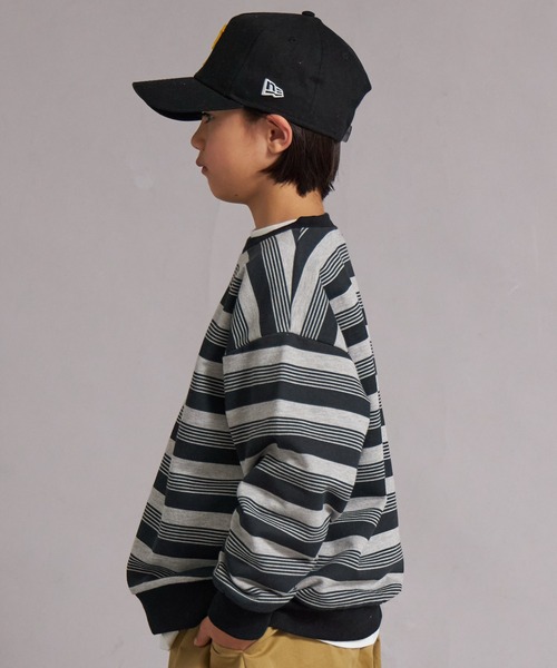 PAIRMANON STREET（ペアマノンストリート）の「裏毛 マルチボーダー スウェット トレーナー【PAIRMANON STREET】（スウェット・キッズ・レッド/グリーン/グレー/ブルー・100/110/120/130/140/150/160/90）」の13枚目の写真