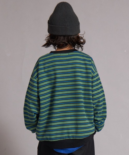 PAIRMANON STREET（ペアマノンストリート）の「裏毛 マルチボーダー スウェット トレーナー【PAIRMANON STREET】（スウェット・キッズ・レッド/グリーン/グレー/ブルー・100/110/120/130/140/150/160/90）」の17枚目の写真