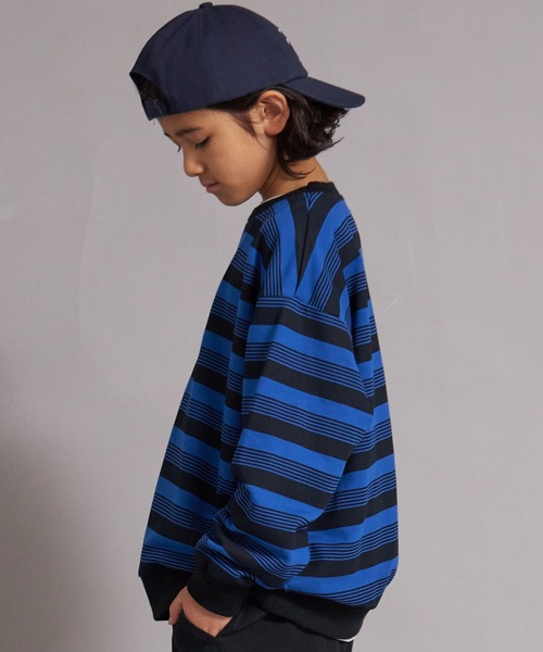 PAIRMANON STREET（ペアマノンストリート）の「裏毛 マルチボーダー スウェット トレーナー【PAIRMANON STREET】（スウェット・キッズ・レッド/グリーン/グレー/ブルー・100/110/120/130/140/150/160/90）」の19枚目の写真