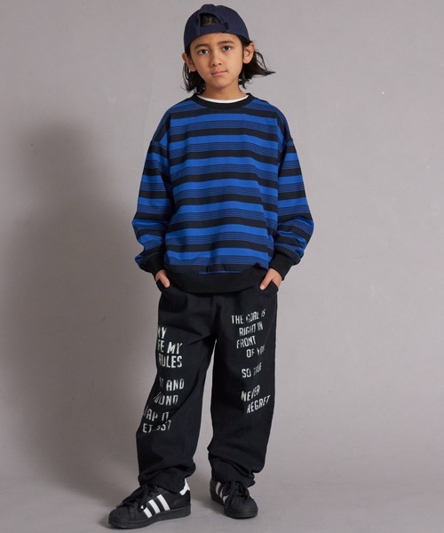 PAIRMANON STREET（ペアマノンストリート）の「裏毛 マルチボーダー スウェット トレーナー【PAIRMANON STREET】（スウェット・キッズ・レッド/グリーン/グレー/ブルー・100/110/120/130/140/150/160/90）」の21枚目の写真