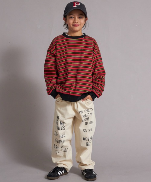 PAIRMANON STREET（ペアマノンストリート）の「裏毛 マルチボーダー スウェット トレーナー【PAIRMANON STREET】（スウェット・キッズ・レッド/グリーン/グレー/ブルー・100/110/120/130/140/150/160/90）」の7枚目の写真
