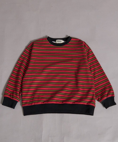 PAIRMANON STREET（ペアマノンストリート）の「裏毛 マルチボーダー スウェット トレーナー【PAIRMANON STREET】（スウェット・キッズ・レッド/グリーン/グレー/ブルー・100/110/120/130/140/150/160/90）」の11枚目の写真