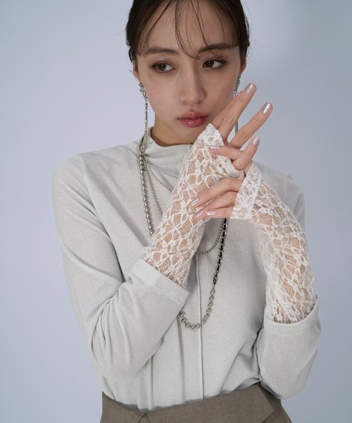 HARE(ハレ)の「ソデレースキリカエカットソー(HARE)(Tシャツ/カットソー・レディース・ブラック/ホワイト/ネイビー・FREE)」の1枚目の写真