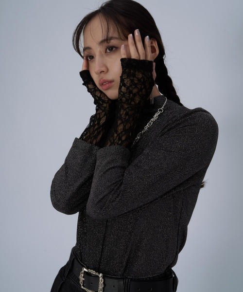 HARE(ハレ)の「ソデレースキリカエカットソー(HARE)(Tシャツ/カットソー・レディース・ブラック/ホワイト/ネイビー・FREE)」の2枚目の写真