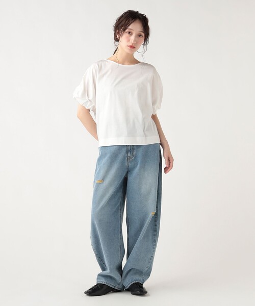 BEAMS HEART(ビームスハート)の「【洗える・二の腕カバー】ねじりスリーブ プルオーバー(Tシャツ/カットソー・レディース・イエロー系その他2/オフホワイト/その他/ブラック・FREE)」の12枚目の写真