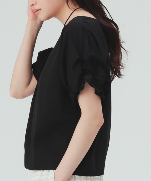 BEAMS HEART(ビームスハート)の「【洗える・二の腕カバー】ねじりスリーブ プルオーバー(Tシャツ/カットソー・レディース・イエロー系その他2/オフホワイト/その他/ブラック・FREE)」の3枚目の写真