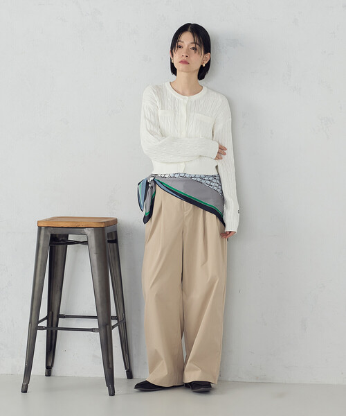 COMME CA ISM（コムサイズム）の「ブロックカラーモノグラムスカーフ（ストール/ショール・レディース・ネイビー系/ピンク系・FREE）」の3枚目の写真