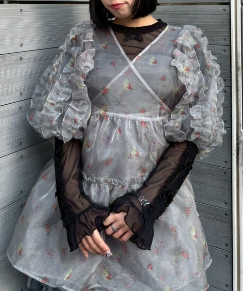 Candy Stripper(キャンディストリッパー)の「ROSEY CATS CACHE-COEUR ドレス(ワンピース・レディース・ピンク/グレー/ブラック/アイボリー・FREE)」の3枚目の写真