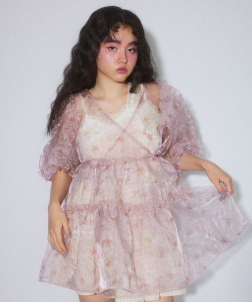 Candy Stripper(キャンディストリッパー)の「ROSEY CATS CACHE-COEUR ドレス(ワンピース・レディース・ピンク/グレー/ブラック/アイボリー・FREE)」の7枚目の写真