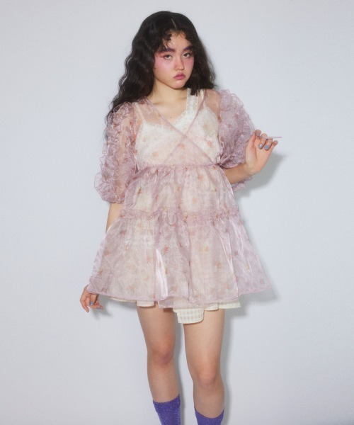 Candy Stripper(キャンディストリッパー)の「ROSEY CATS CACHE-COEUR ドレス(ワンピース・レディース・ピンク/グレー/ブラック/アイボリー・FREE)」の9枚目の写真