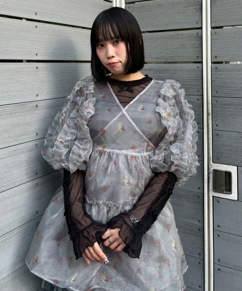 Candy Stripper(キャンディストリッパー)の「ROSEY CATS CACHE-COEUR ドレス(ワンピース・レディース・ピンク/グレー/ブラック/アイボリー・FREE)」の19枚目の写真