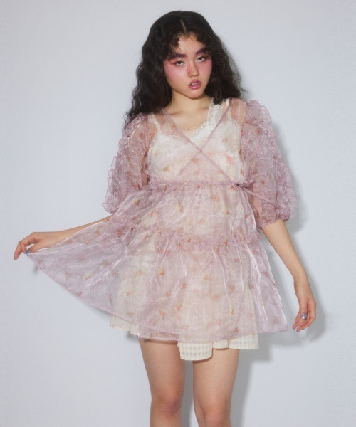 Candy Stripper(キャンディストリッパー)の「ROSEY CATS CACHE-COEUR ドレス(ワンピース・レディース・ピンク/グレー/ブラック/アイボリー・FREE)」の6枚目の写真