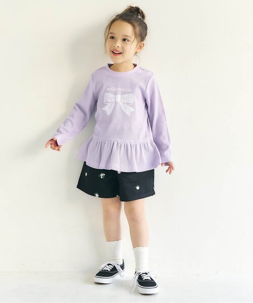 apres les cours(アプレレクール)の「ペプラムTシャツ/7days Style_ジュニア対応(Tシャツ/カットソー・キッズ・アイボリー/サックスブルー/ラベンダー/ネイビー/レッド/サーモンピンク・80/90/100/110/120/130/140)」の7枚目の写真