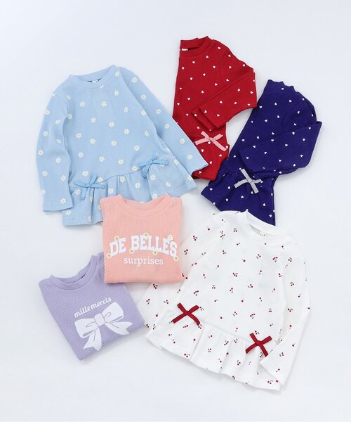 apres les cours(アプレレクール)の「ペプラムTシャツ/7days Style_ジュニア対応(Tシャツ/カットソー・キッズ・アイボリー/サックスブルー/ラベンダー/ネイビー/レッド/サーモンピンク・80/90/100/110/120/130/140)」の14枚目の写真