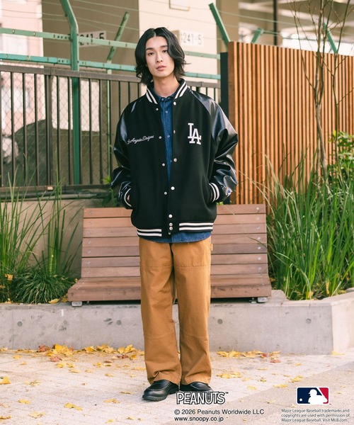 PEANUTS×MLB】オリジナルデザイン スタジャン バーシティージャケット