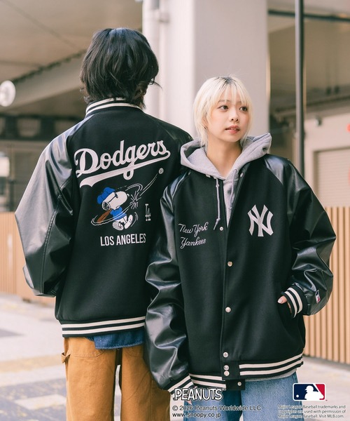 セール】【PEANUTS×MLB】オリジナルデザイン スタジャン バーシティー