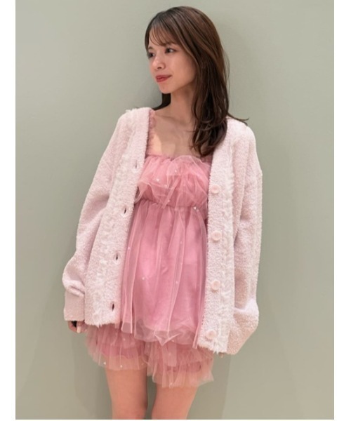 ハート柄チュールカップインキャミソール（ルームウェア/パジャマ