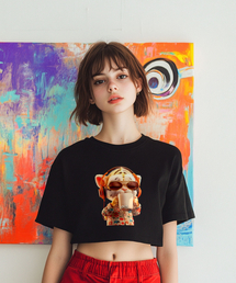 OHPxAIDAEVE ミルクタイガー レディース クロップ 半袖Tシャツ