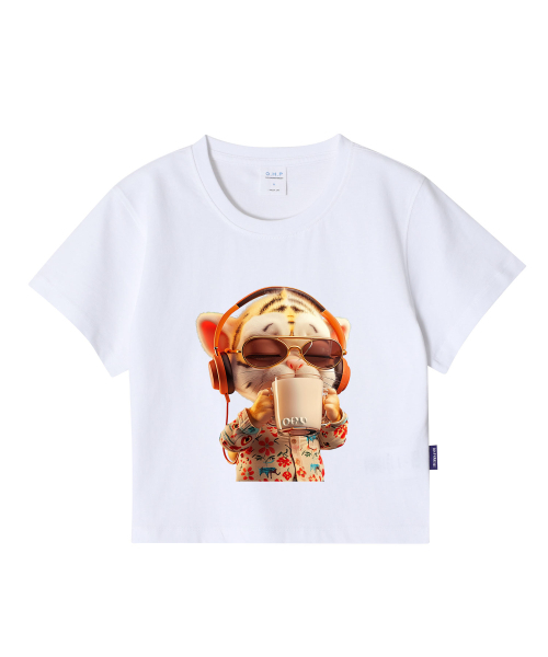 ONEHUNDREDPERCENT FOR WOMAN(ワンハンドレッドパーセントフォーウーマン)の「OHPxAIDAEVE ミルクタイガー レディース クロップ 半袖Tシャツ(Tシャツ/カットソー・レディース・その他・S/M)」の3枚目の写真
