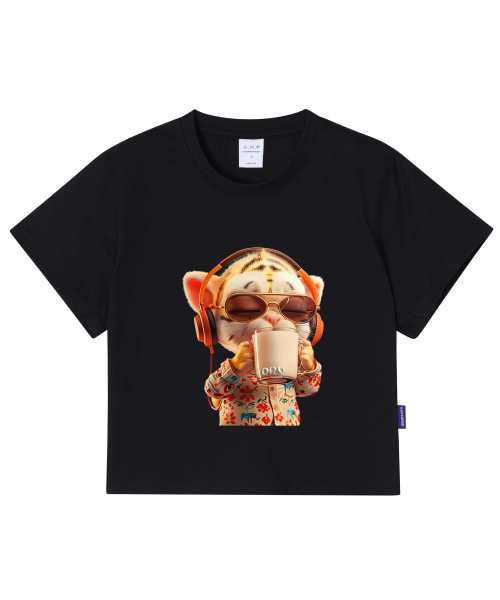 ONEHUNDREDPERCENT FOR WOMAN(ワンハンドレッドパーセントフォーウーマン)の「OHPxAIDAEVE ミルクタイガー レディース クロップ 半袖Tシャツ(Tシャツ/カットソー・レディース・その他・S/M)」の4枚目の写真