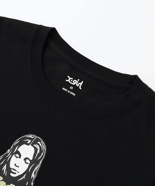 X-girl(エックスガール)の「GLITTER LOGO AND FACE S/S BABY TEE(Tシャツ/カットソー・レディース・ブラック/ホワイト/レッド・S/M)」の7枚目の写真