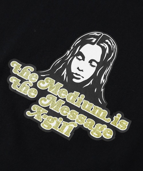 X-girl(エックスガール)の「GLITTER LOGO AND FACE S/S BABY TEE(Tシャツ/カットソー・レディース・ブラック/ホワイト/レッド・S/M)」の8枚目の写真