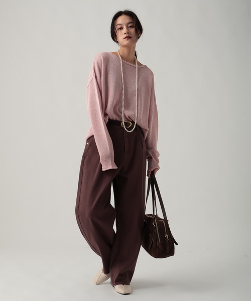 Elura（エルーラ）の「ペーパーヤーンニット/643327（ニット/セーター・レディース・ライトピンク/オフホワイト/チャコールグレー・FREE）」の15枚目の写真