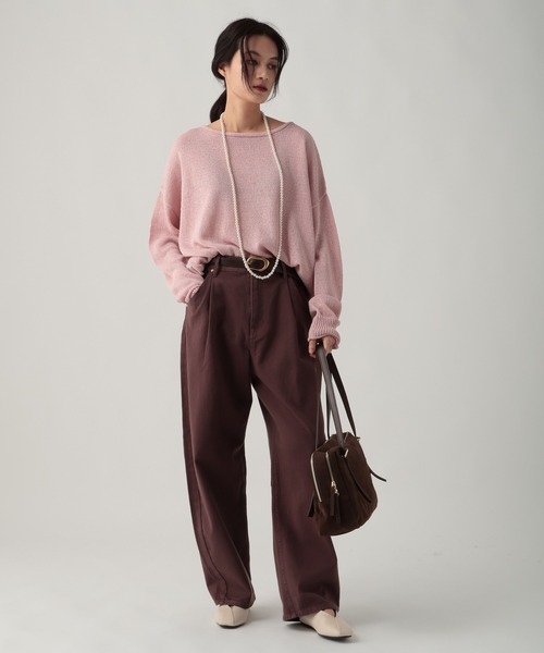 Elura（エルーラ）の「ペーパーヤーンニット/643327（ニット/セーター・レディース・ライトピンク/オフホワイト/チャコールグレー・FREE）」の16枚目の写真