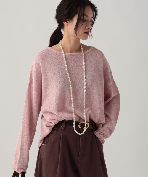 Elura（エルーラ）の「ペーパーヤーンニット/643327（ニット/セーター・レディース・ライトピンク/オフホワイト/チャコールグレー・FREE）」の13枚目の写真