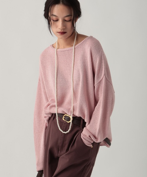 Elura（エルーラ）の「ペーパーヤーンニット/643327（ニット/セーター・レディース・ライトピンク/オフホワイト/チャコールグレー・FREE）」の14枚目の写真