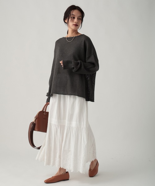 Elura（エルーラ）の「ペーパーヤーンニット/643327（ニット/セーター・レディース・ライトピンク/オフホワイト/チャコールグレー・FREE）」の10枚目の写真