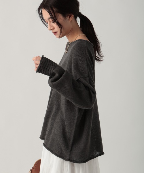 Elura（エルーラ）の「ペーパーヤーンニット/643327（ニット/セーター・レディース・ライトピンク/オフホワイト/チャコールグレー・FREE）」の8枚目の写真