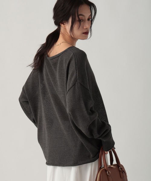 Elura（エルーラ）の「ペーパーヤーンニット/643327（ニット/セーター・レディース・ライトピンク/オフホワイト/チャコールグレー・FREE）」の9枚目の写真