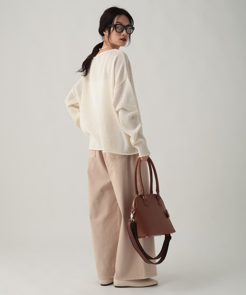 Elura（エルーラ）の「ペーパーヤーンニット/643327（ニット/セーター・レディース・ライトピンク/オフホワイト/チャコールグレー・FREE）」の7枚目の写真