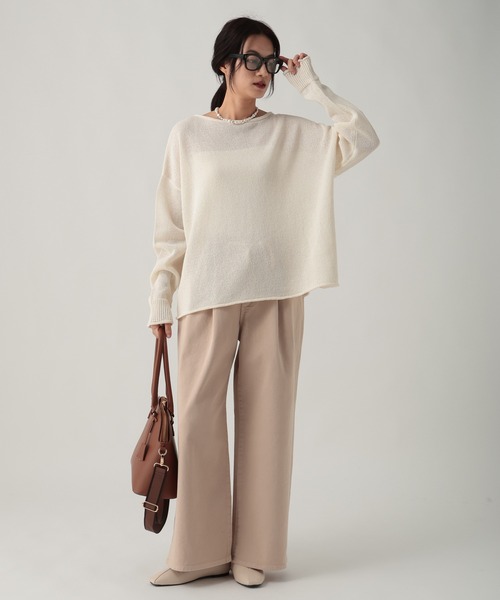 Elura（エルーラ）の「ペーパーヤーンニット/643327（ニット/セーター・レディース・ライトピンク/オフホワイト/チャコールグレー・FREE）」の5枚目の写真